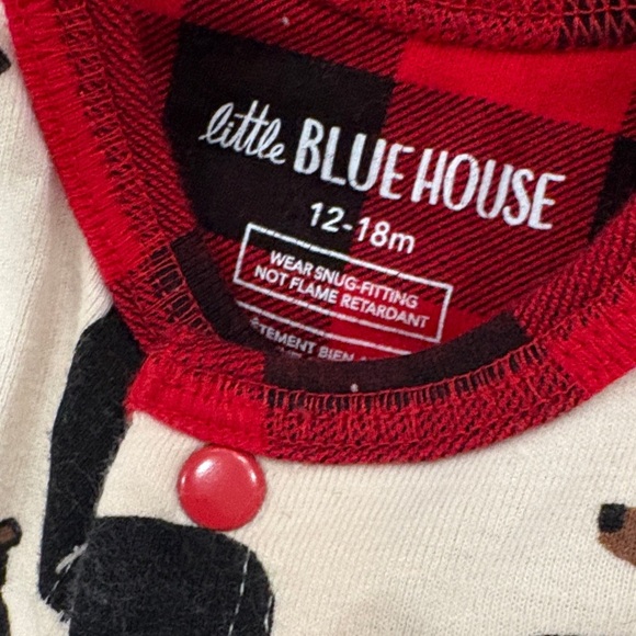 Little Blue house Bear Print One Piece Pajama - Black and Red - Picture 4 of 6
